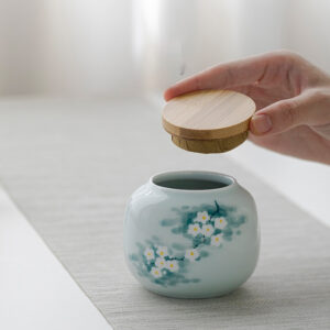 Misty Blue Hand Painted Spring Snow Tea Sealed Jar