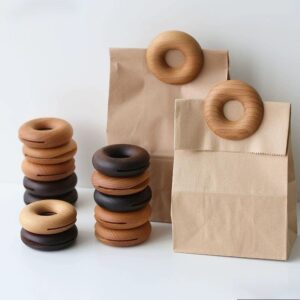 Mouth Clip Donut Retro Wood Office Snack Grocery Bag Clip