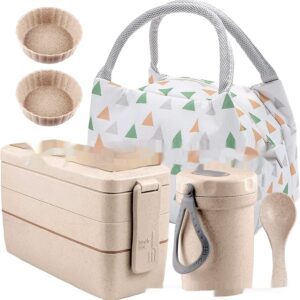 Amazon 8-piece Set Japanese Lunch Box Suit Thermal Bag Breakfast Soup Cups Bento Box Set Suit