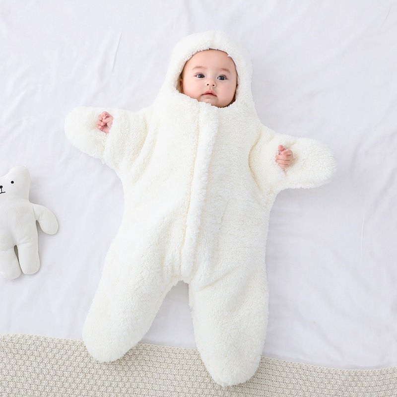 Baby Starfish Lamb Velvet Sleeping Bag Comfortable Newborn Baby Male And Female Baby Outing Winter Quilt Plus Cotton Thickening - Image 3