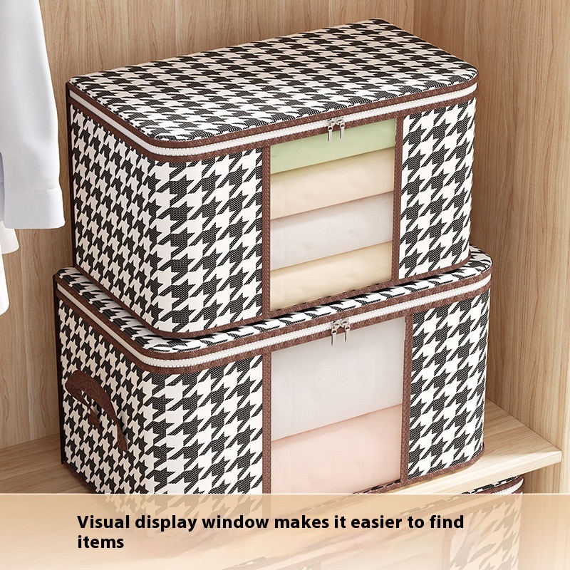Houndstooth Visual Buggy Bag Clothing Quilt Storage Box - Image 3