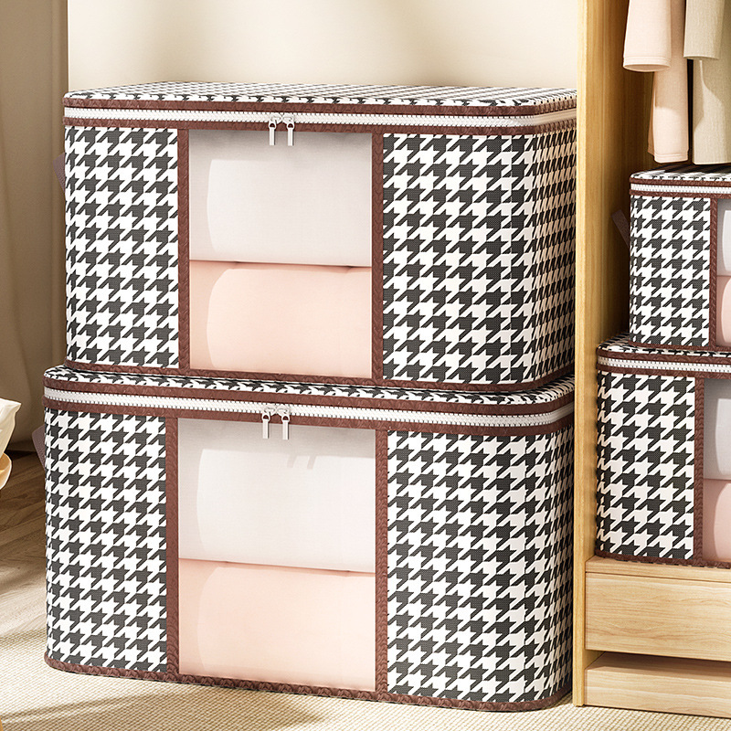 Houndstooth Visual Buggy Bag Clothing Quilt Storage Box - Image 4