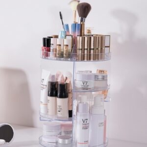 360 degree rotating cosmetics storage box simple multi-layer finishing lipstick desktop large acrylic transparent box