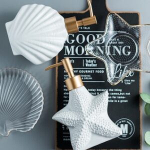 Starfish Shell Shape Ceramic Liquid Soap Dispenser Bathroom Sub-bottling Shower Gel Bottle Hand Sanitizer Container