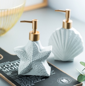 Starfish Shell Shape Ceramic Liquid Soap Dispenser Bathroom Sub-bottling Shower Gel Bottle Hand Sanitizer Container - Image 3