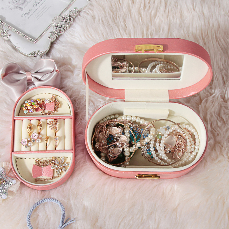 Korean Version of Small Jewelry Box New Gift Box Portable Jewelry Bag Jewelry Pu Leather Custom Gifts Portable Dressing Case - Image 2