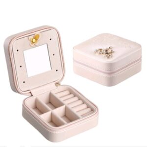 Creative travel portable jewelry box earrings earrings jewelry storage box leather small jewelry bag