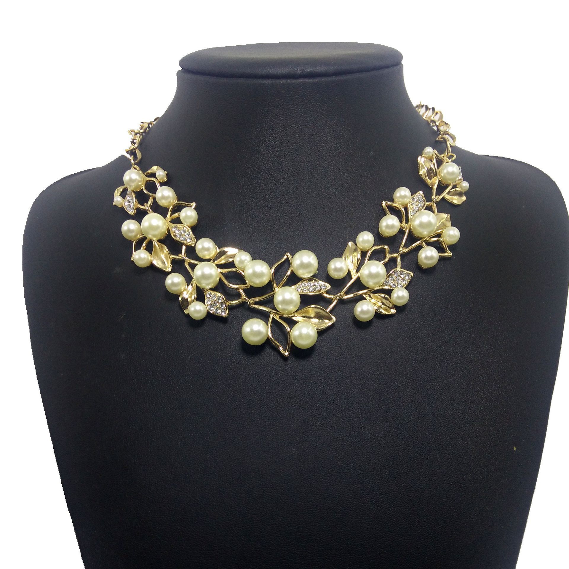 Two-Piece Set Of Pearl Four-Leaf Clover Necklace Jewelry Accessories Earrings - Image 3