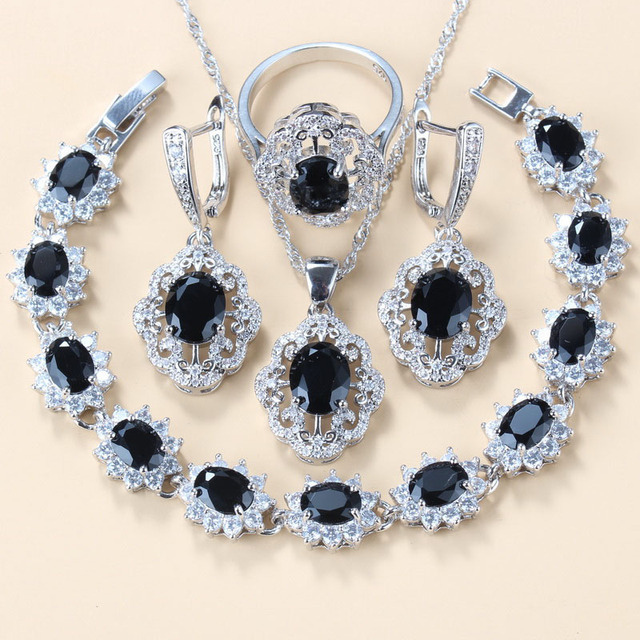 Garnet Cubic Zirconia Earrings Pendant Necklace Bracelet Ring Gift 4 PCs Set - Image 7