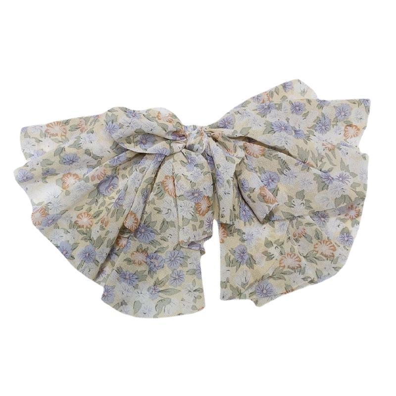 Bow Top Clip Korean Hair Accessories Sen Series French Pendant Printing Super Fairy Back Head Spring Clip Hairpin - Image 2