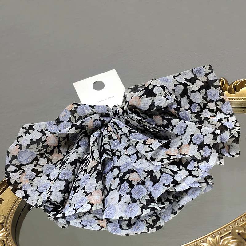 Bow Top Clip Korean Hair Accessories Sen Series French Pendant Printing Super Fairy Back Head Spring Clip Hairpin - Image 3