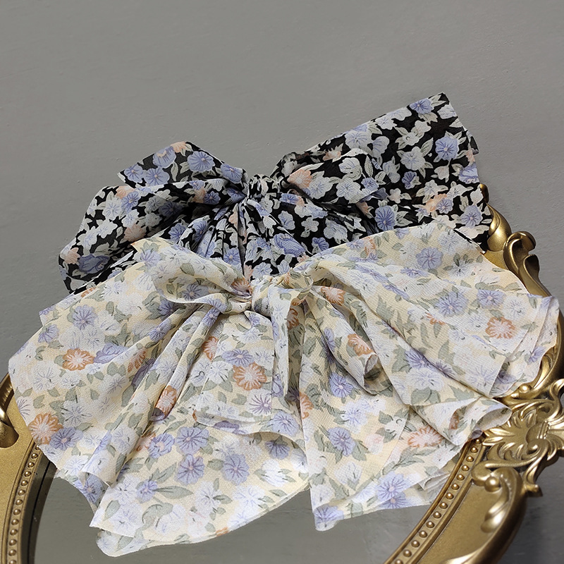 Bow Top Clip Korean Hair Accessories Sen Series French Pendant Printing Super Fairy Back Head Spring Clip Hairpin - Image 4