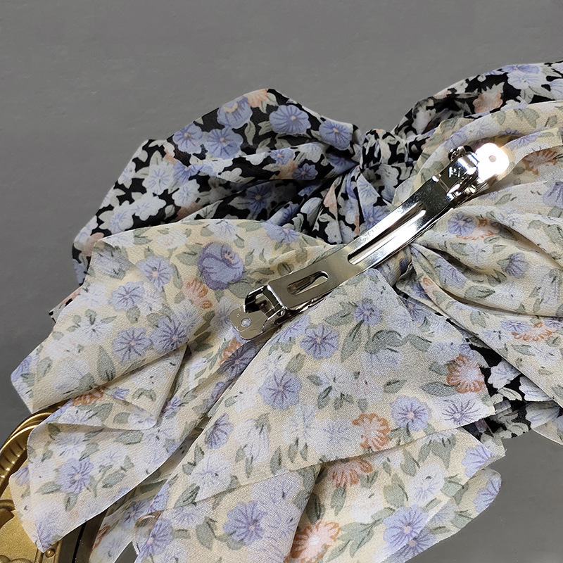 Bow Top Clip Korean Hair Accessories Sen Series French Pendant Printing Super Fairy Back Head Spring Clip Hairpin - Image 6