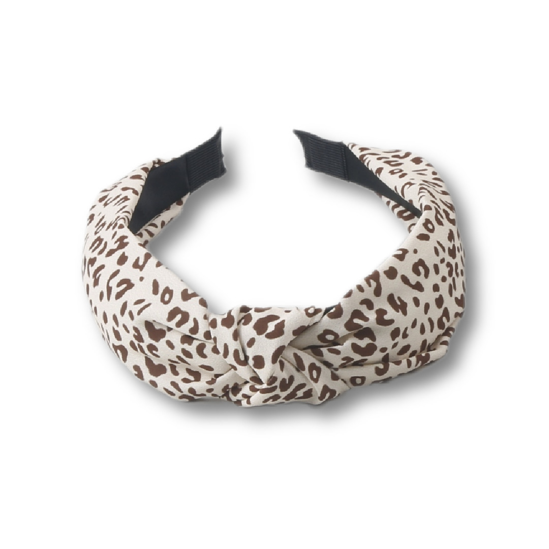 Fabric Craft Knotted Headdress Vintage Leopard Print Wide Brim Hair Band - Image 2