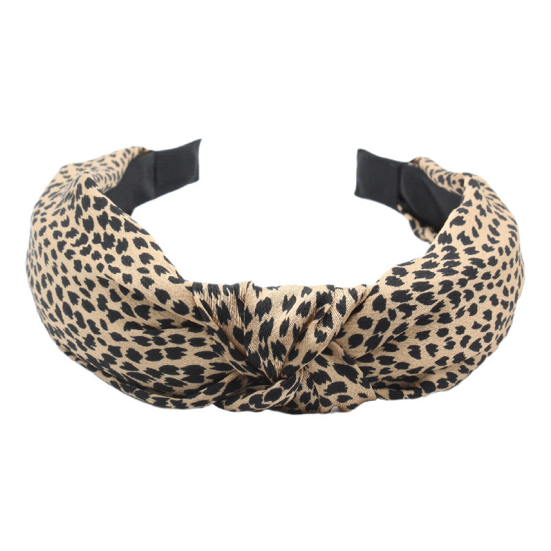Fabric Craft Knotted Headdress Vintage Leopard Print Wide Brim Hair Band - Image 3