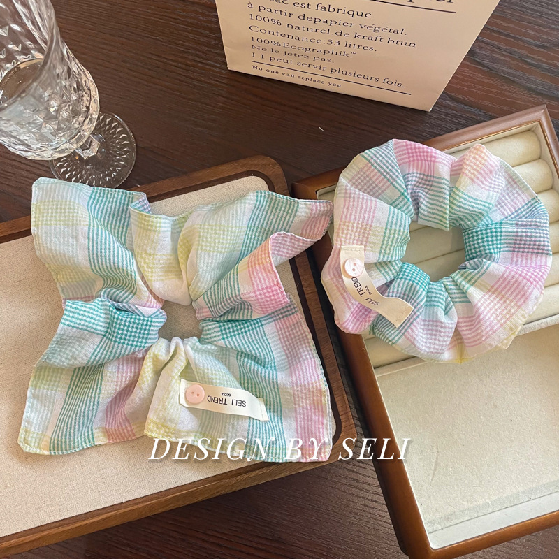 Colorful Plaid Square Scarf Korean Color Niche Headband Hair Accessories - Image 2