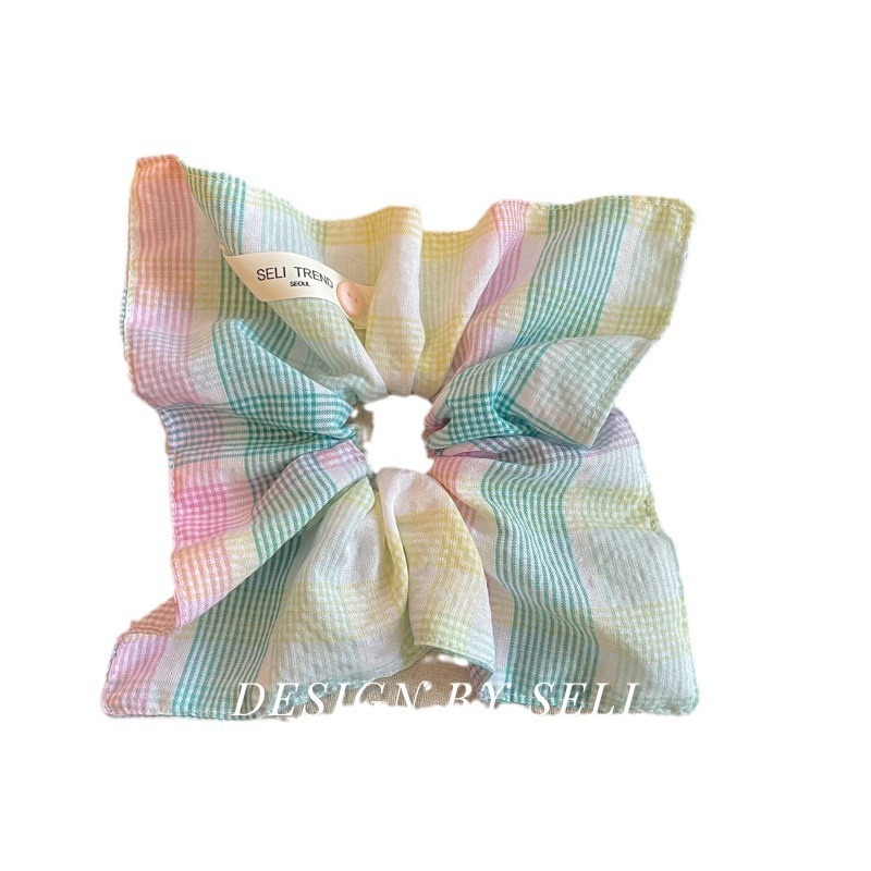 Colorful Plaid Square Scarf Korean Color Niche Headband Hair Accessories - Image 5