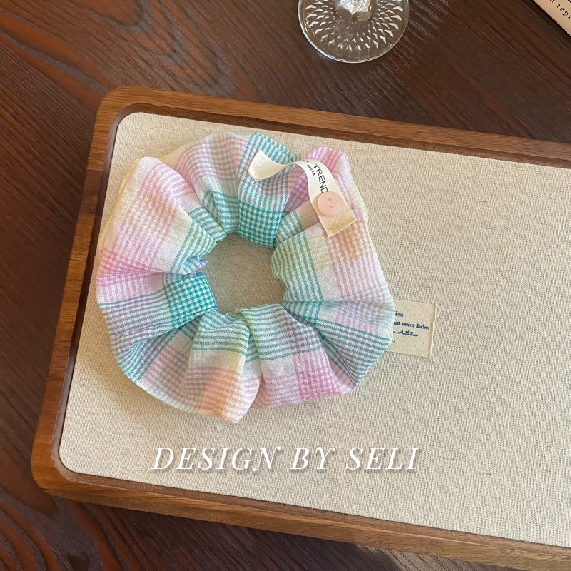 Colorful Plaid Square Scarf Korean Color Niche Headband Hair Accessories - Image 6