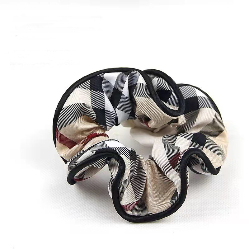 Simple New Classic Plaid Fabric Large Intestine Hair Ring I - Image 5