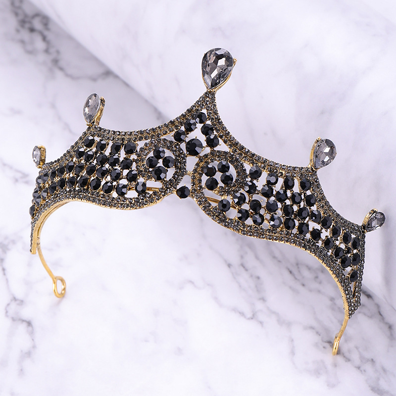 Retro Baroque Black Marriage Royale Decorative Crown - Image 2