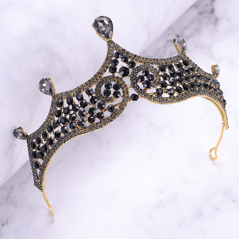Retro Baroque Black Marriage Royale Decorative Crown - Image 4