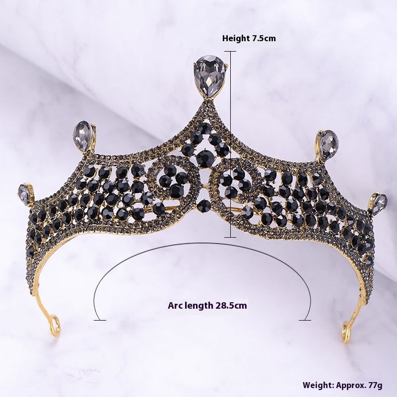 Retro Baroque Black Marriage Royale Decorative Crown - Image 6