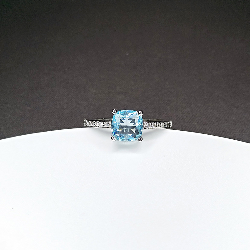 European And American Four Prong Sapphire Moissanite Diamond Ring - Image 5