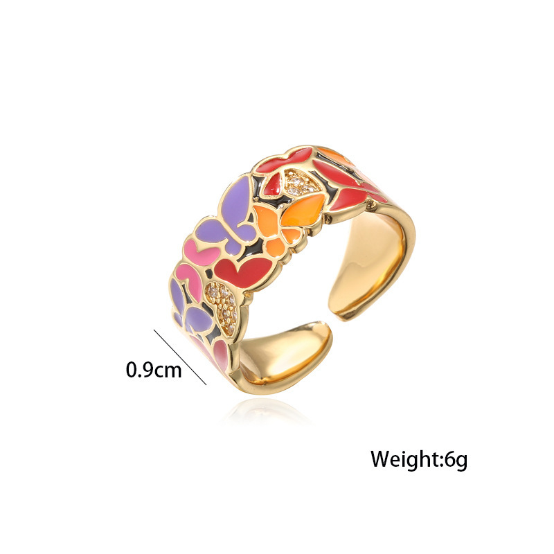 Fashionable Personality Dripping Copper Micro-inlaid Zircon Butterfly Ring Female - Image 2