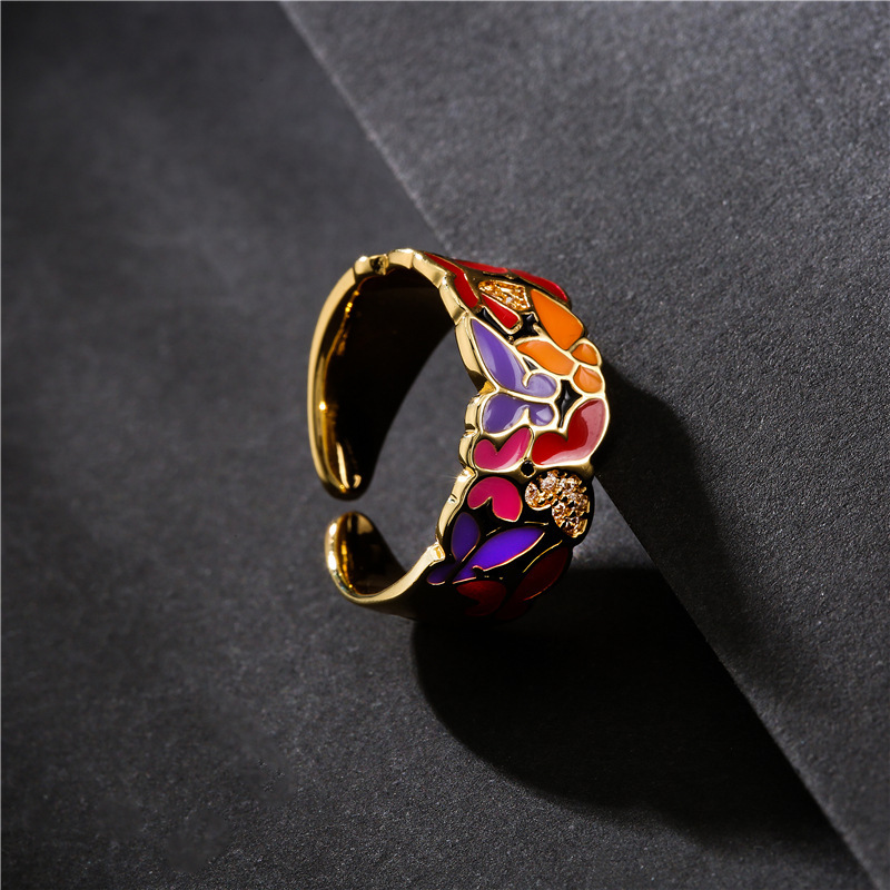 Fashionable Personality Dripping Copper Micro-inlaid Zircon Butterfly Ring Female - Image 4