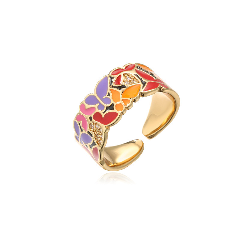 Fashionable Personality Dripping Copper Micro-inlaid Zircon Butterfly Ring Female - Image 5