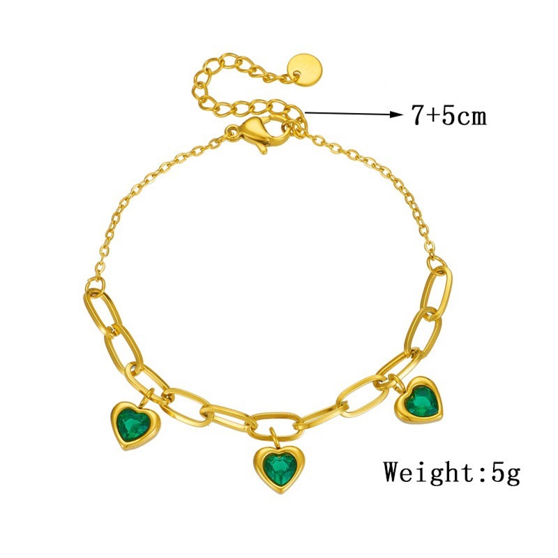 Vintage Gold Plated Love Pendant Titanium Steel Chain Bracelet - Image 5