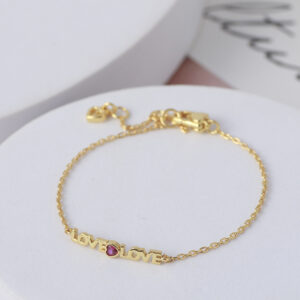 Simple Letter LOVE Rhinestone Heart Bracelet