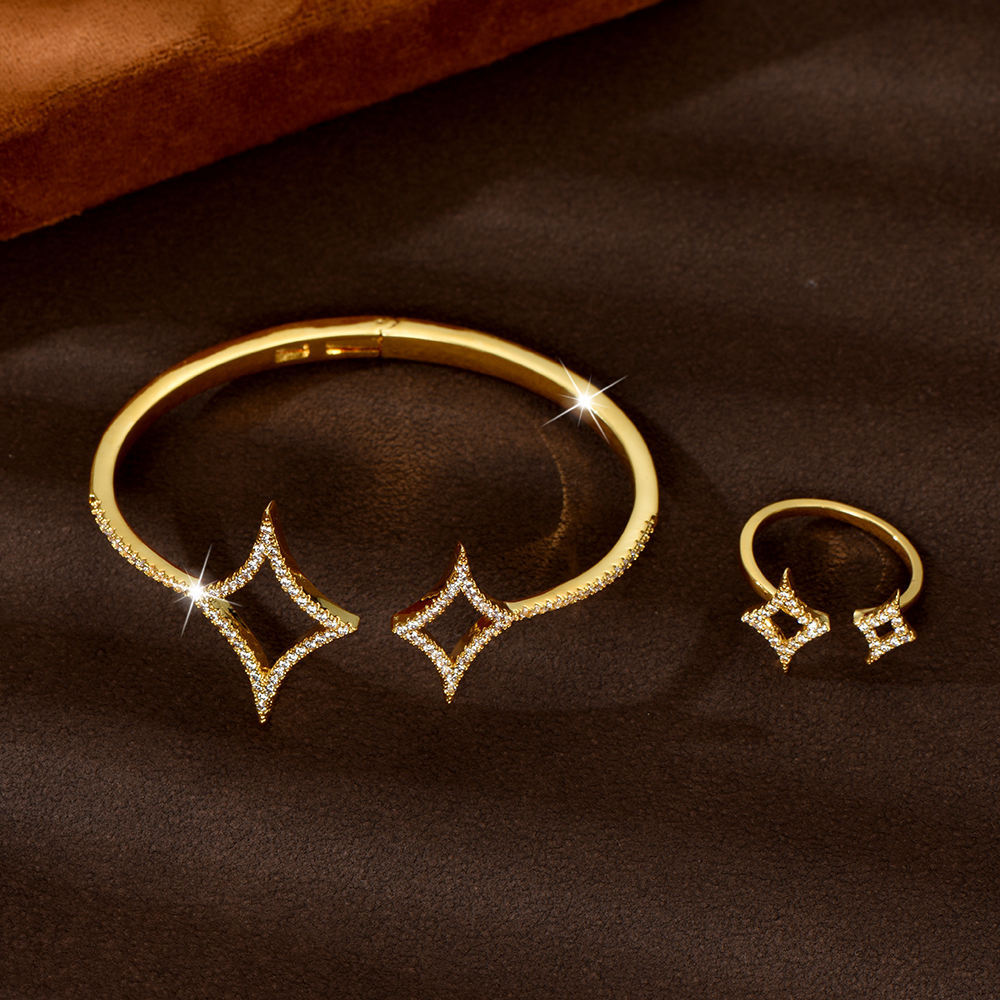 Star Shape Brace Lace Bracelet Zirconia Bride Wedding