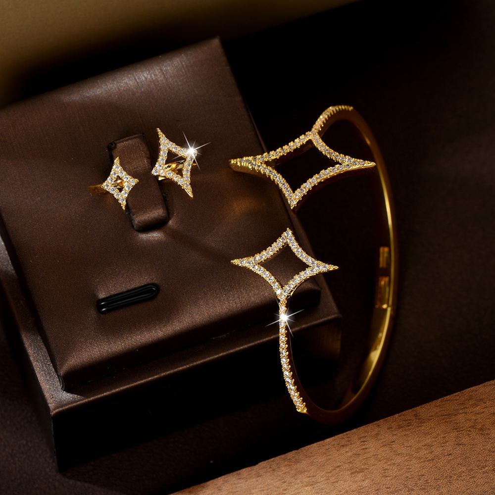 Star Shape Brace Lace Bracelet Zirconia Bride Wedding - Image 2