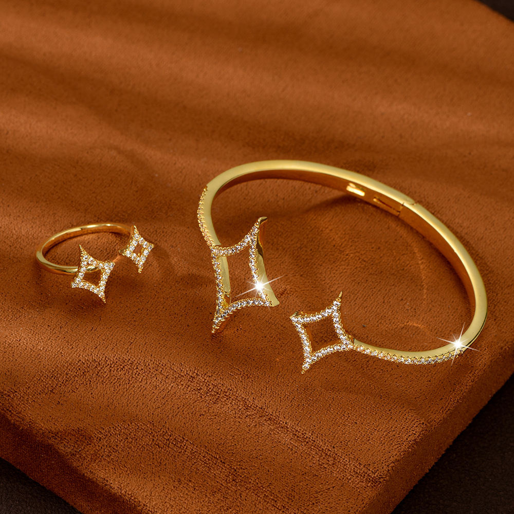 Star Shape Brace Lace Bracelet Zirconia Bride Wedding - Image 3