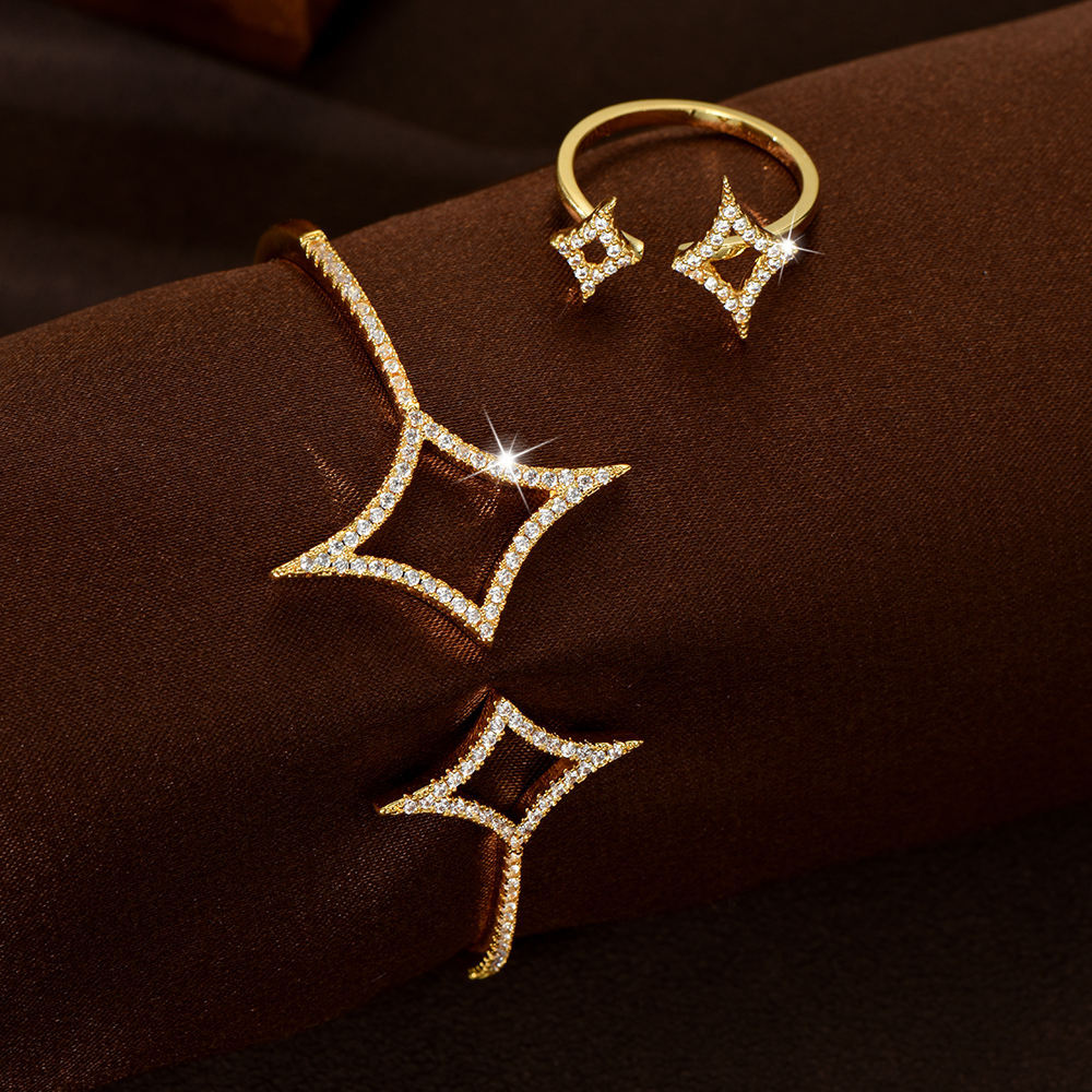 Star Shape Brace Lace Bracelet Zirconia Bride Wedding - Image 4