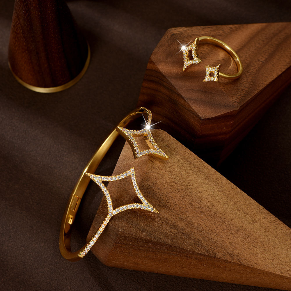 Star Shape Brace Lace Bracelet Zirconia Bride Wedding - Image 5