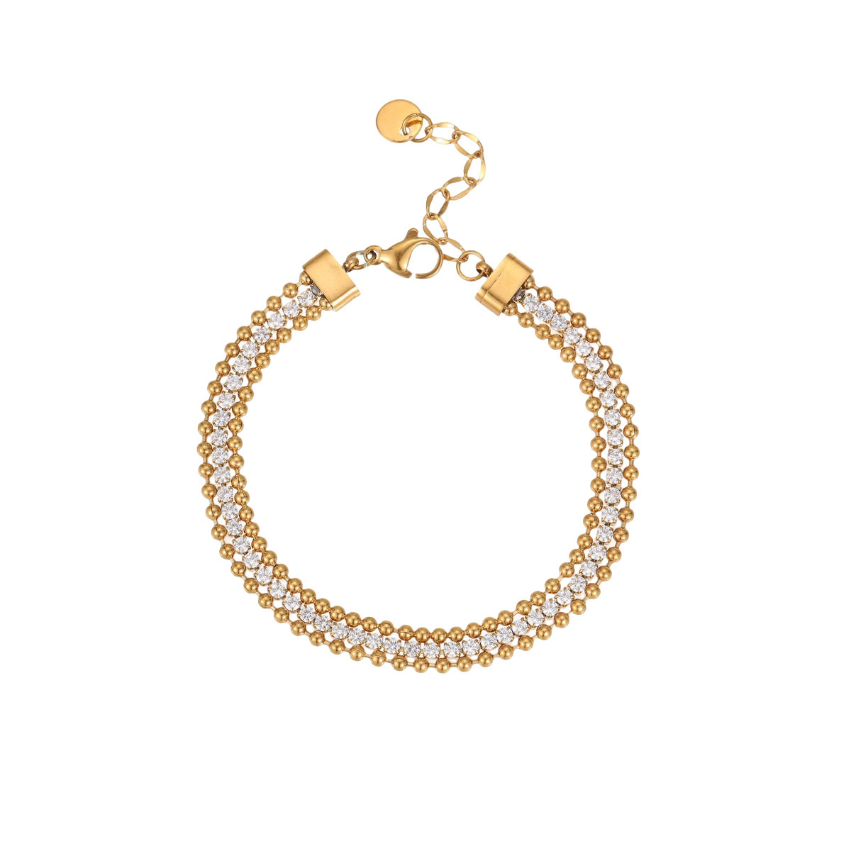 Rhinestone-encrusted Chain Stainless Steel Bracelet - Image 5