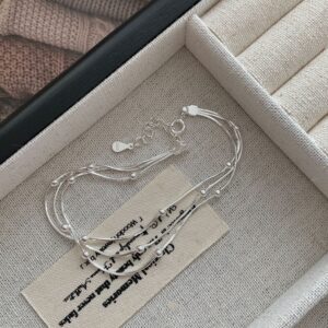 S925 Sterling Silver Three-layer Beads Snake Bone Bracelet