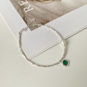 S925 Sterling Silver Special-interest Design Emerald Square Diamond Small Pieces Of Silver Bracelet