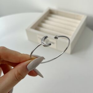 S925 Sterling Silver Bracelet Women's Exquisite Moon Zircon Inlaid