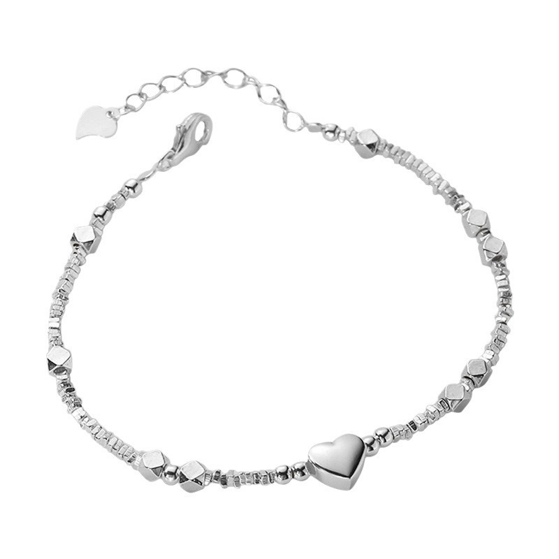 Women's Sterling Silver S925 Minimalist Design Elegant Heart Sliver Beads - Image 5