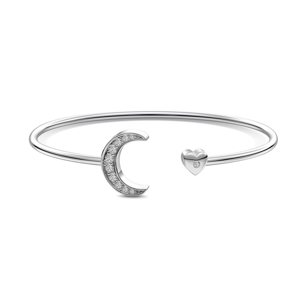 S925 Sterling Silver Bracelet Women's Exquisite Moon Zircon Inlaid - Image 8