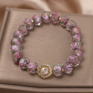 Rose Glaze Amethyst Bracelet For Women