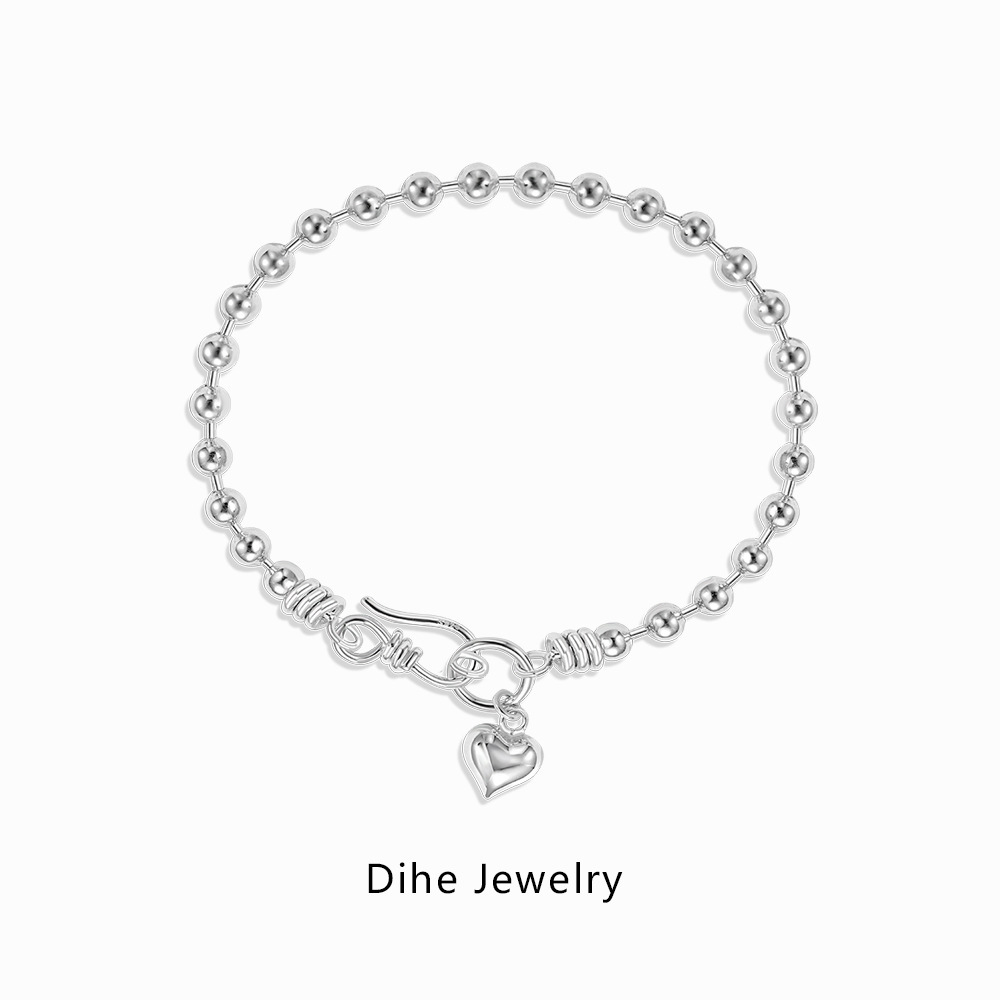 S925 Sterling Silver Bracelet For Women Ball Bead Chain Design Love - Image 2