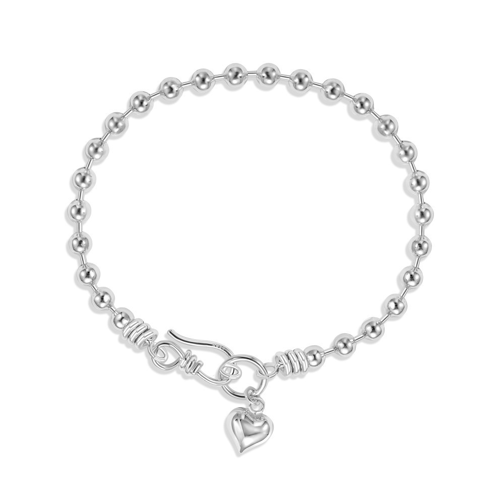 S925 Sterling Silver Bracelet For Women Ball Bead Chain Design Love - Image 6