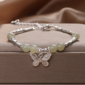 Hetian Jade Small Pieces Of Silver Butterfly Bracelet