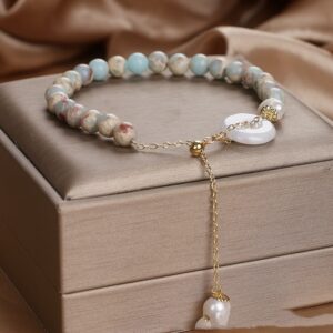 High-end Lucky Exquisite Peace Buckle Natural Stone Freshwater Pearl Bracelet