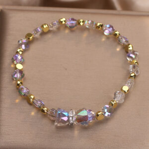 Colorful Crystal Simple Mori Style Bow Bracelet