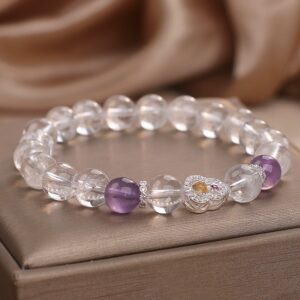 Women's Natural White Crystal Amethyst Bracelet